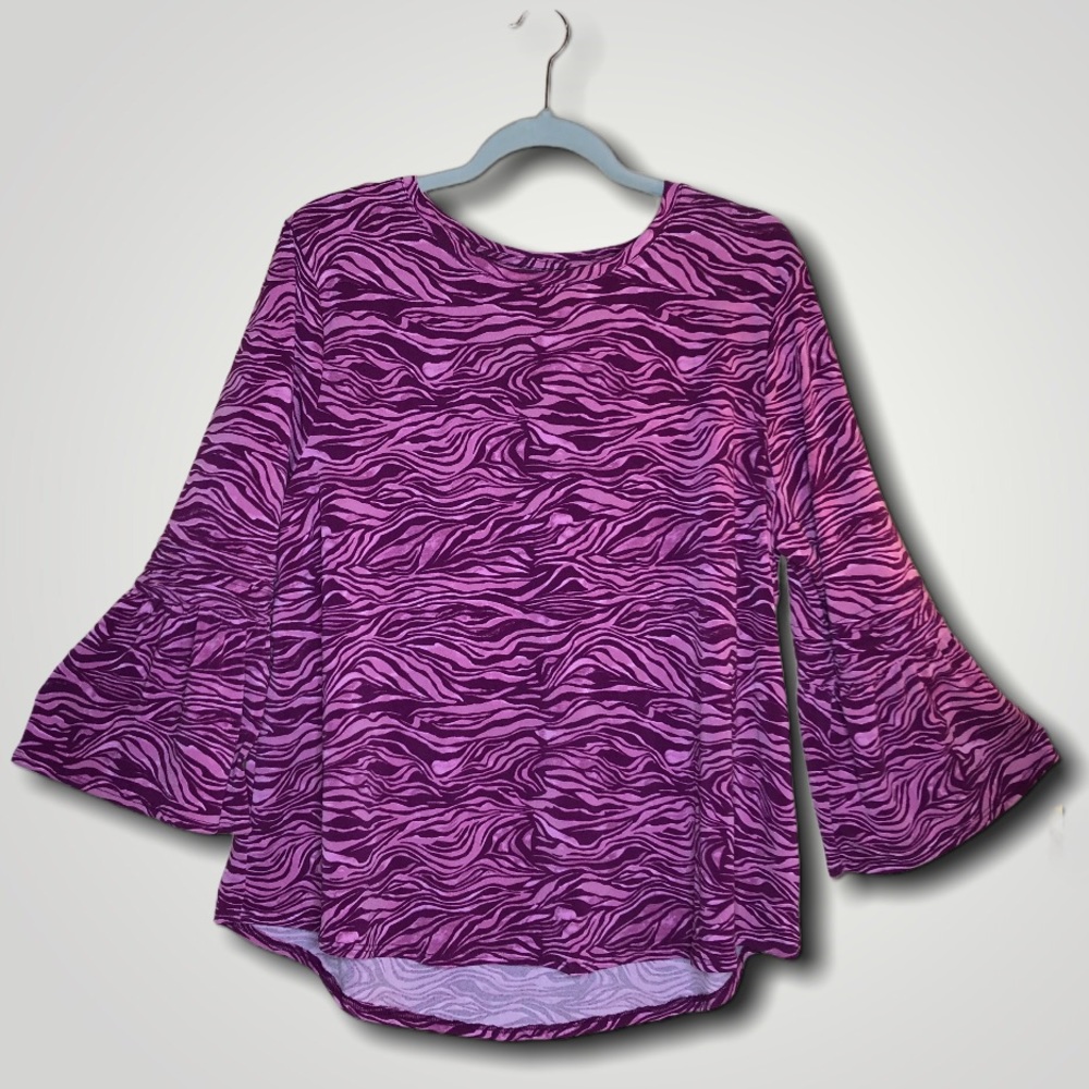ELLE 3/4 sleeve with bell cuffs purple/pink zebra